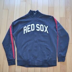 Vintage Y2K Forty Seven 47 MLB Red Sox Sweatshirt Full Zip Size XL Navy Blue
